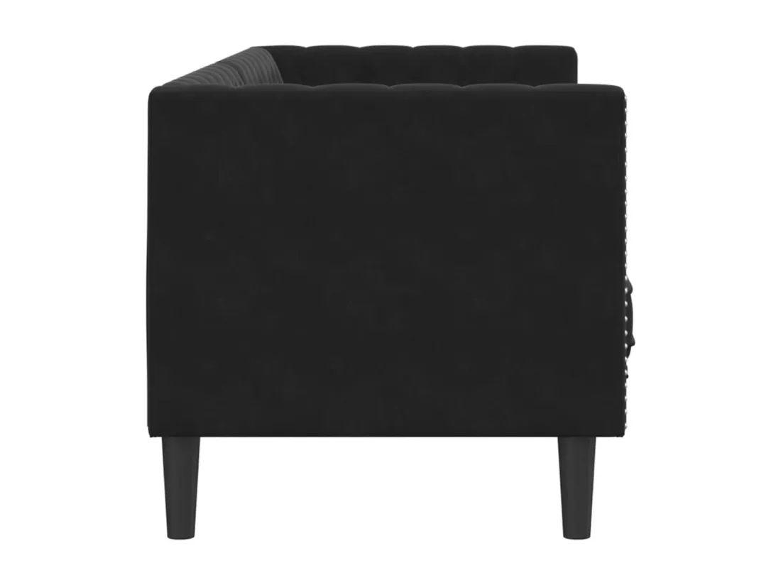 Canapé Chesterfield avec traversins 3 places noir velours