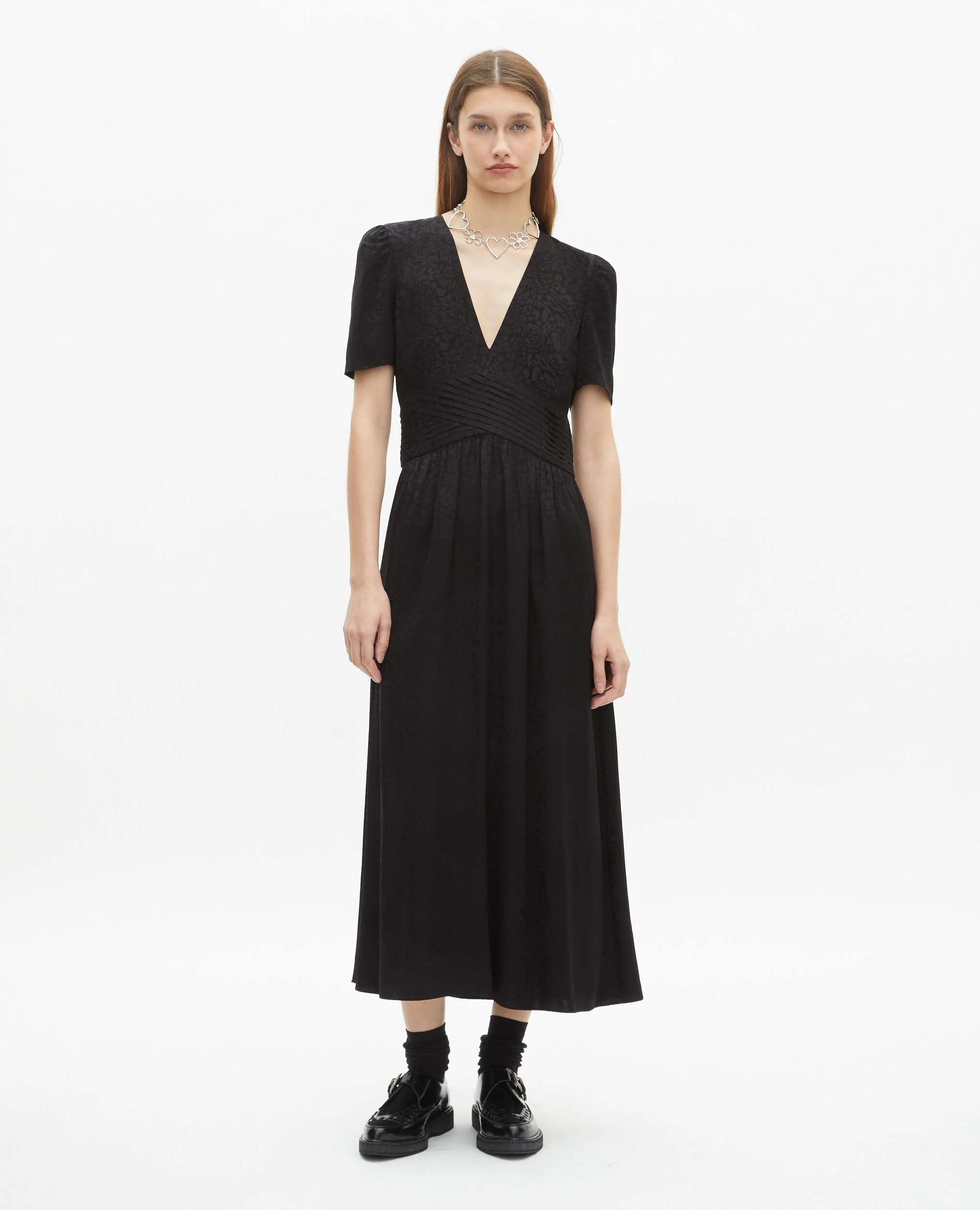 Robe longue en jacquard noire