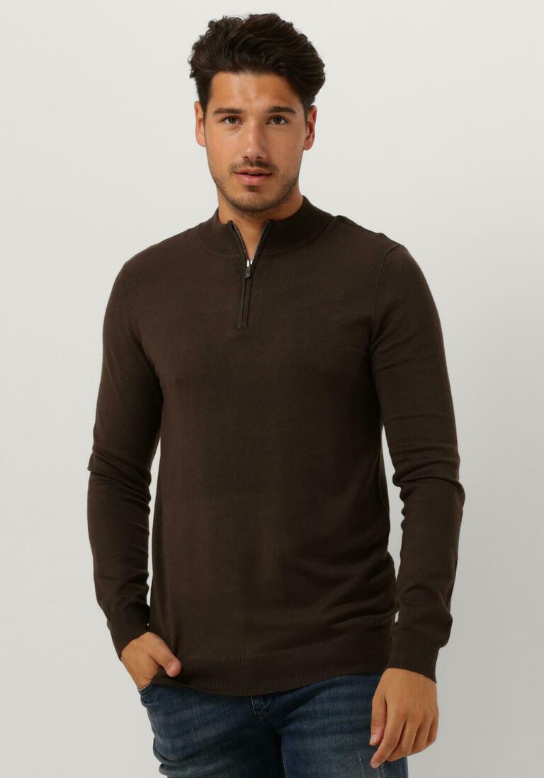 PUREWHITE bruine purewhite trui essentail halfzip