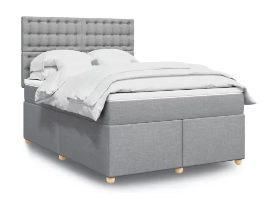 Sommier à lattes de lit avec matelas Gris clair 140x190cm Tissu