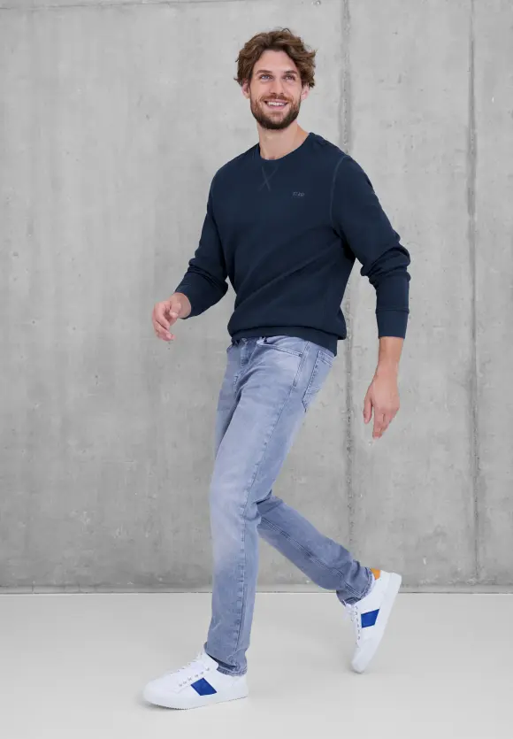 Sweatshirt in Piqué - navy blue