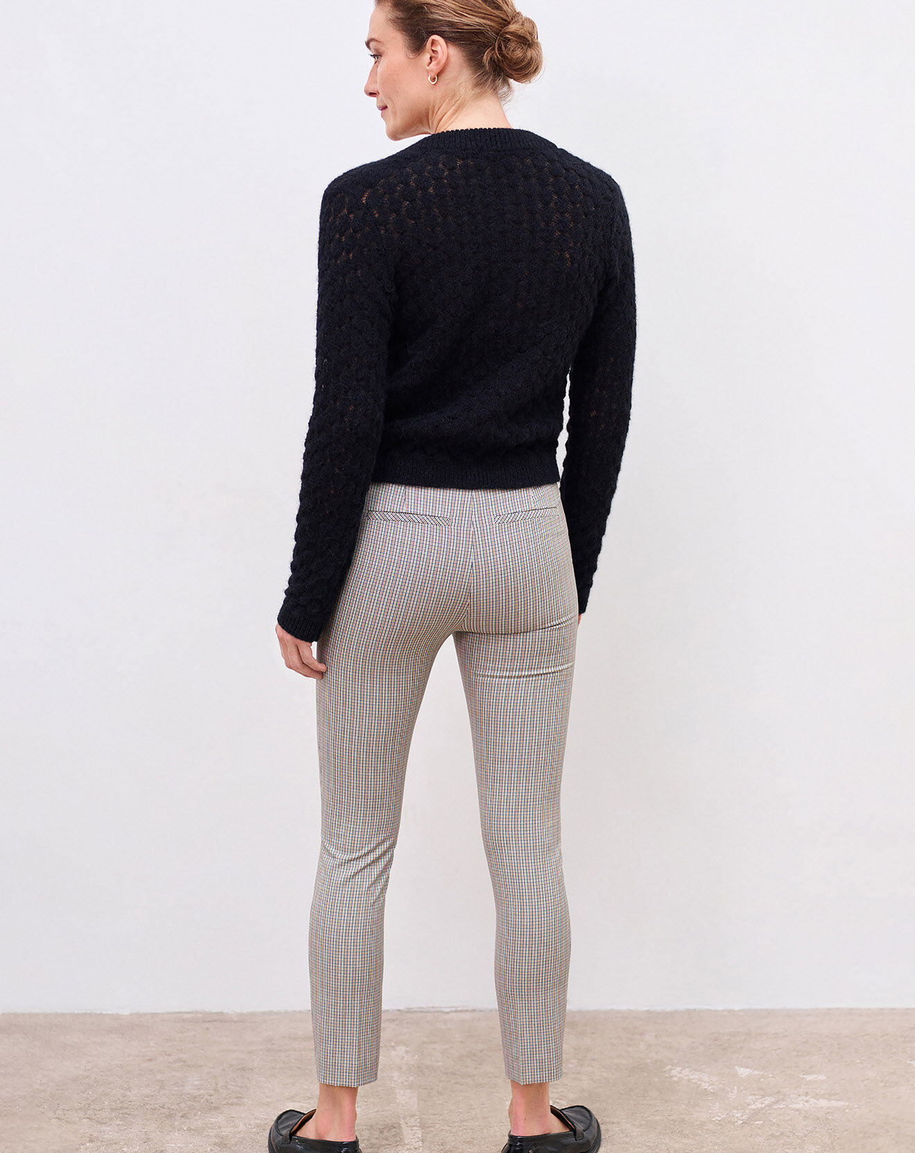 Caroll Pantalon cigarette Thésée à carreaux caramel