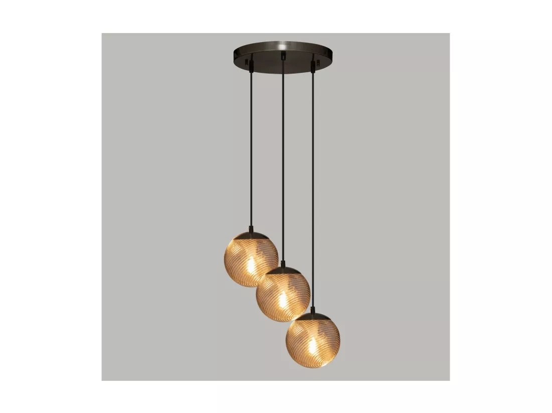Luminaire Suspension 3 Lampes en métal et verre