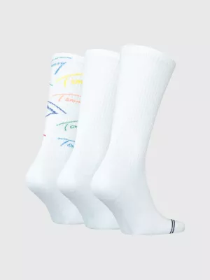 Conjunto de presente com 3 pares de meias caneladas com logotipo