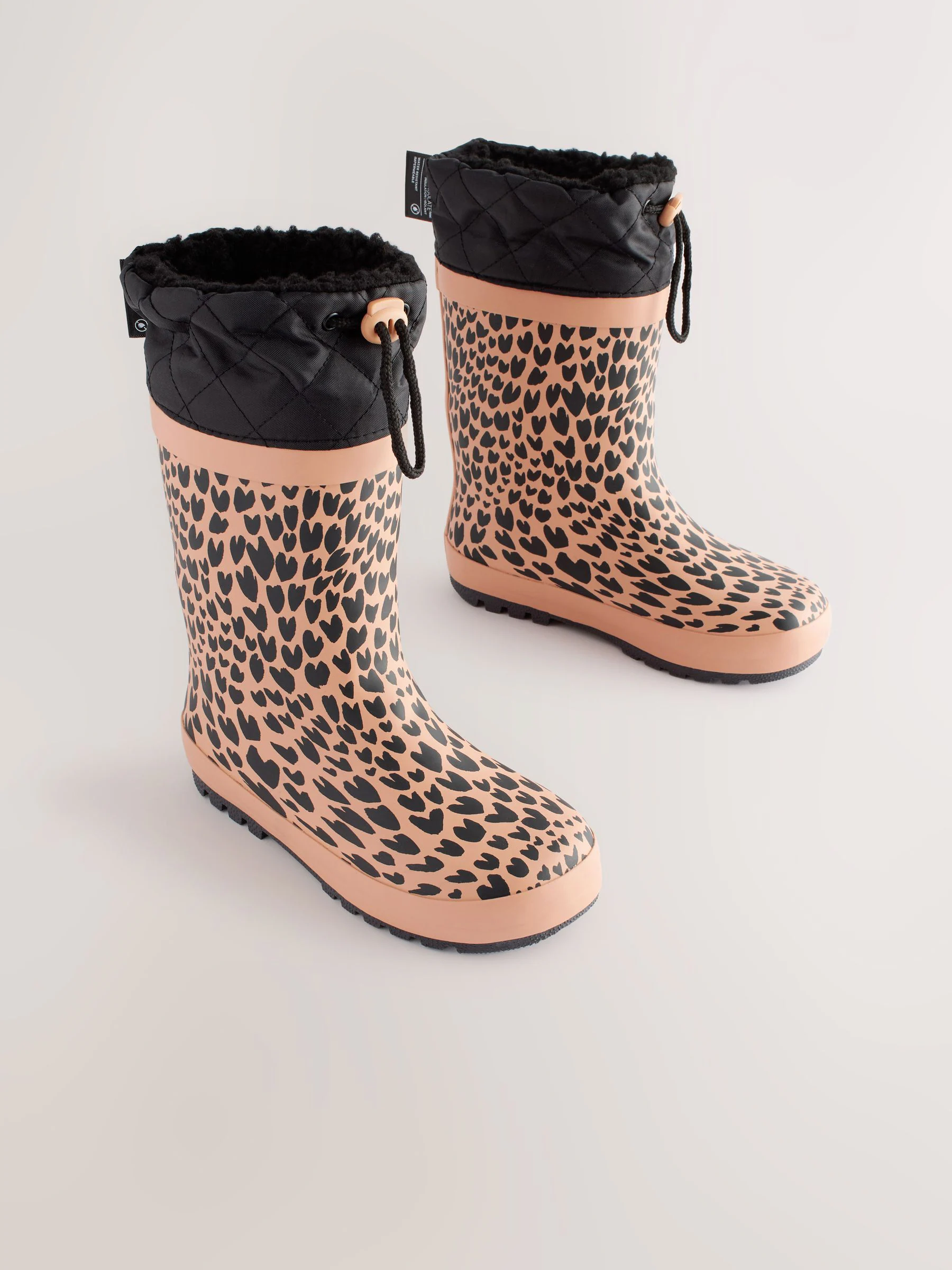 Bruin met dierenprint - Regenlaarzen met elastische boord