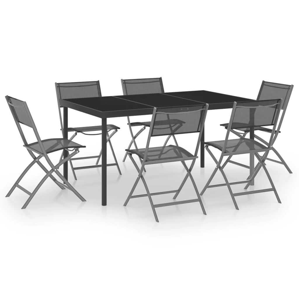Mobilier de salle à manger d'extérieur 7 pièces acier