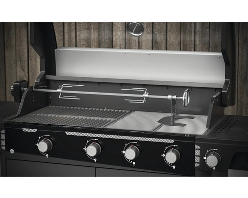 Tenneker® Gasgrill Halo Power Zone TG 4 180,4 x 61 x 117,5 cm 4-pits + zijbrander, gietijzeren rooster, platformsysteem, glazen inzetstuk in het deksel