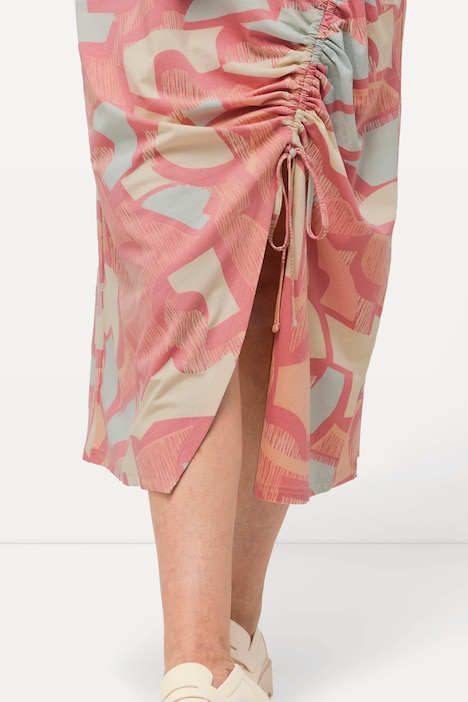 Maxikleid, Raffband, V-Ausschnitt, Halbarm, Biobaumwolle
