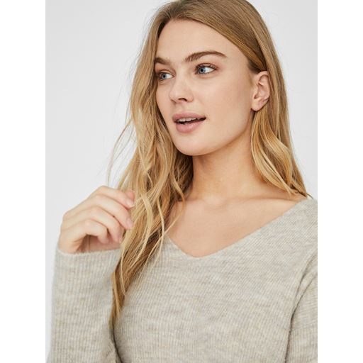 Vero Moda Crewlefile LS Striktrøje, Birch, XS