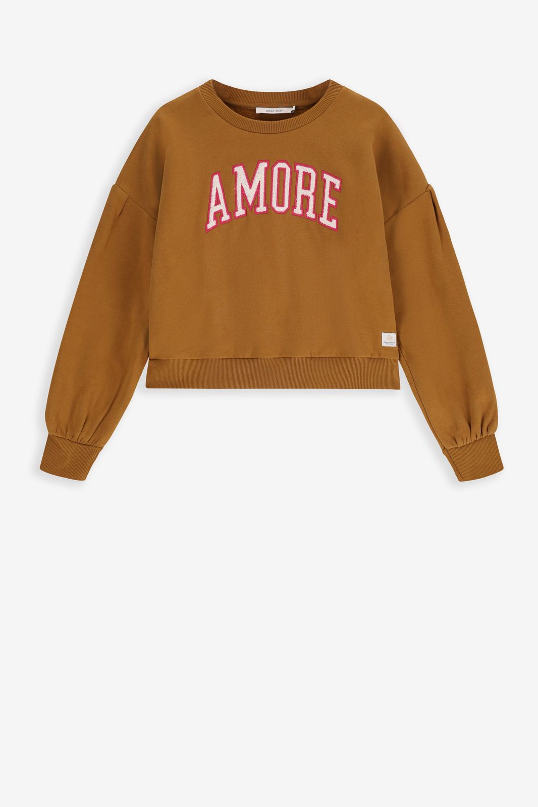 Bruine cropped sweater met artwork