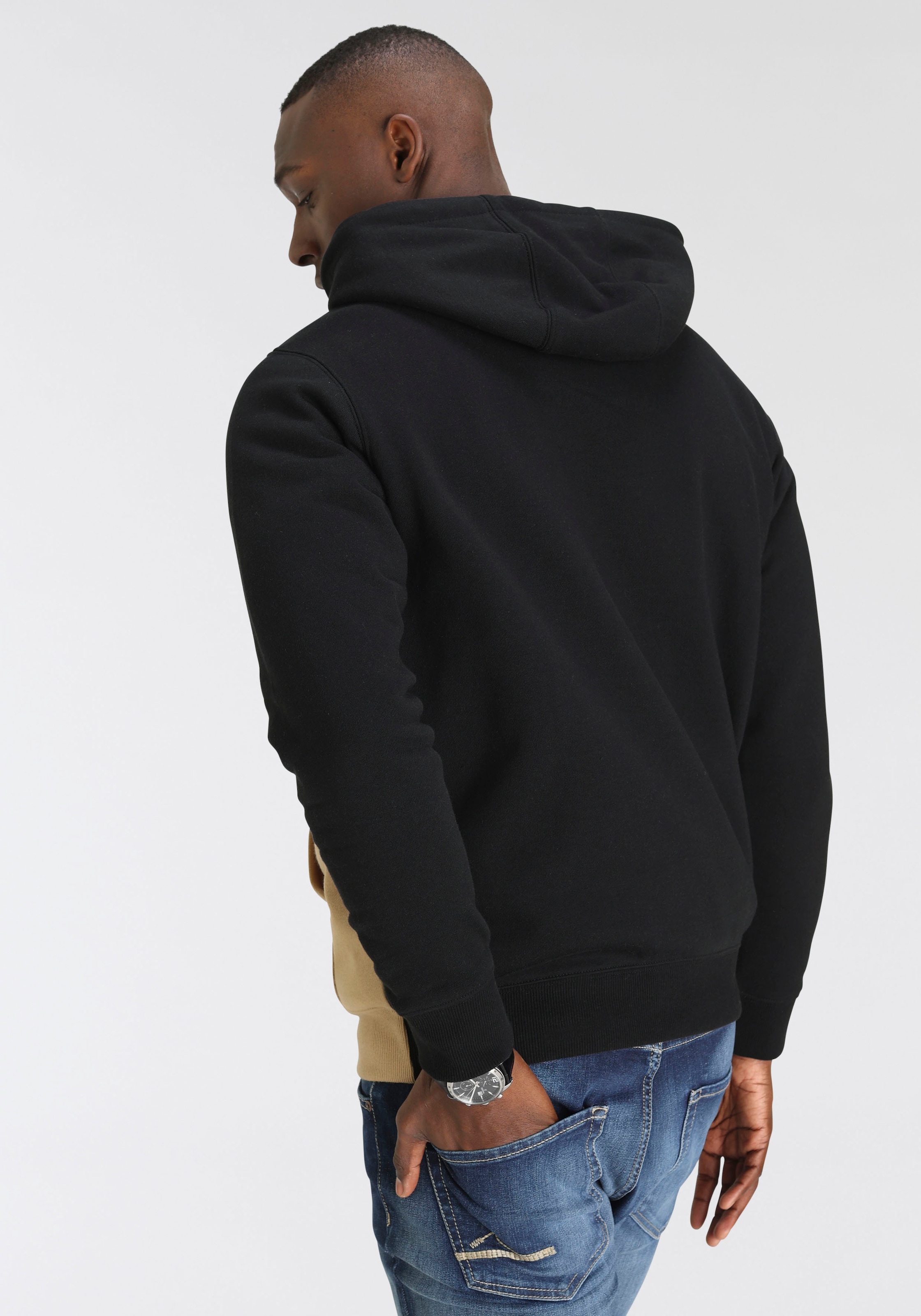 DELMAO Kapuzensweatshirt , Langarm,  lockere Passform,  Colourblocking-Optik,  mit Kapuze