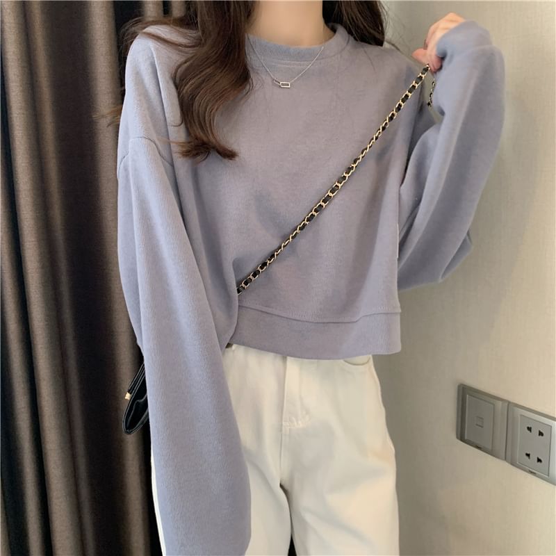 Shinsei - Effen cropped sweatshirt met ronde hals