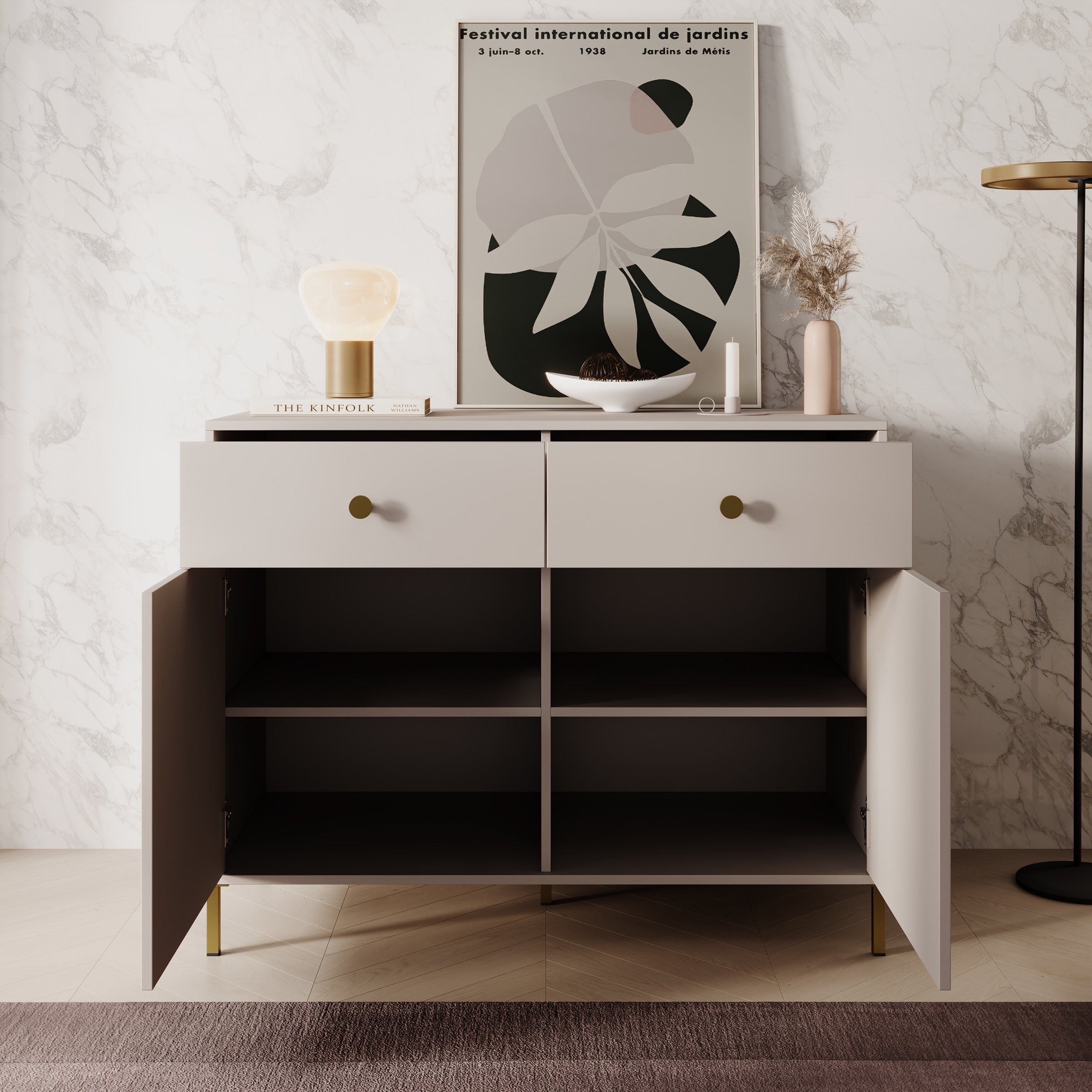 Syran - Dressoir - Beige - 114x42x90 cm