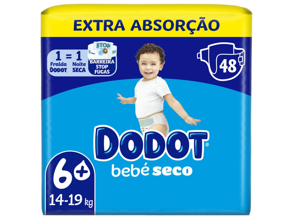 FRALDAS DODOT BEBÉ-SECO EXTRA T6  14-20KG 48UN
