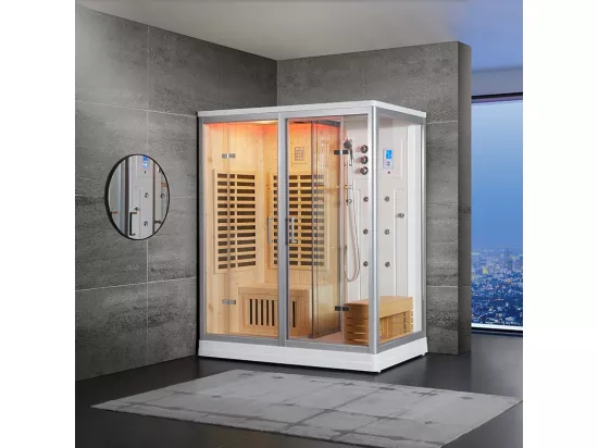 Combi Sauna Infrarouge Douche Hammam Boreal® IR-H 180G - Gauche