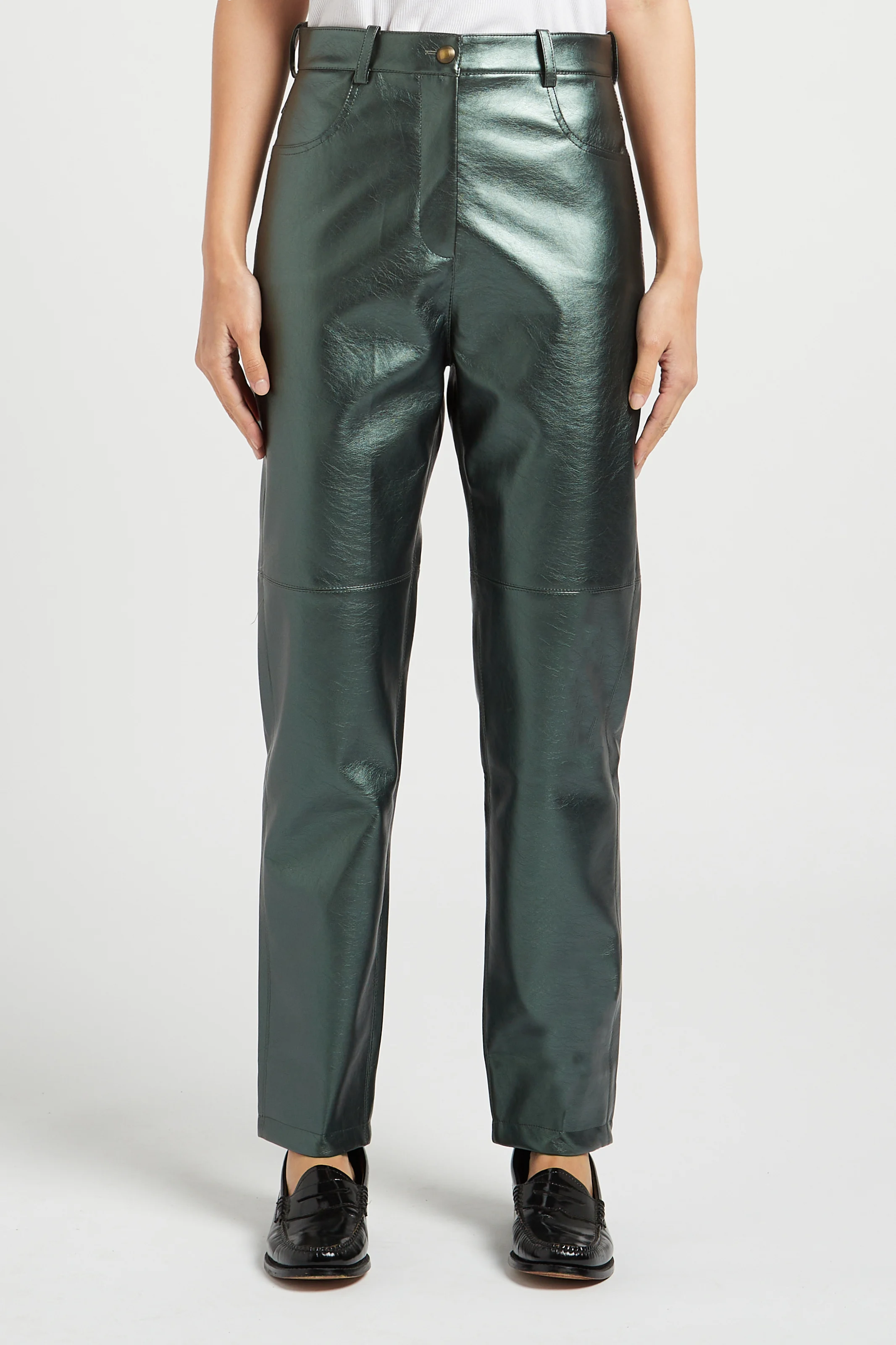 MARLON - Pantalon droit taille haute | Vert