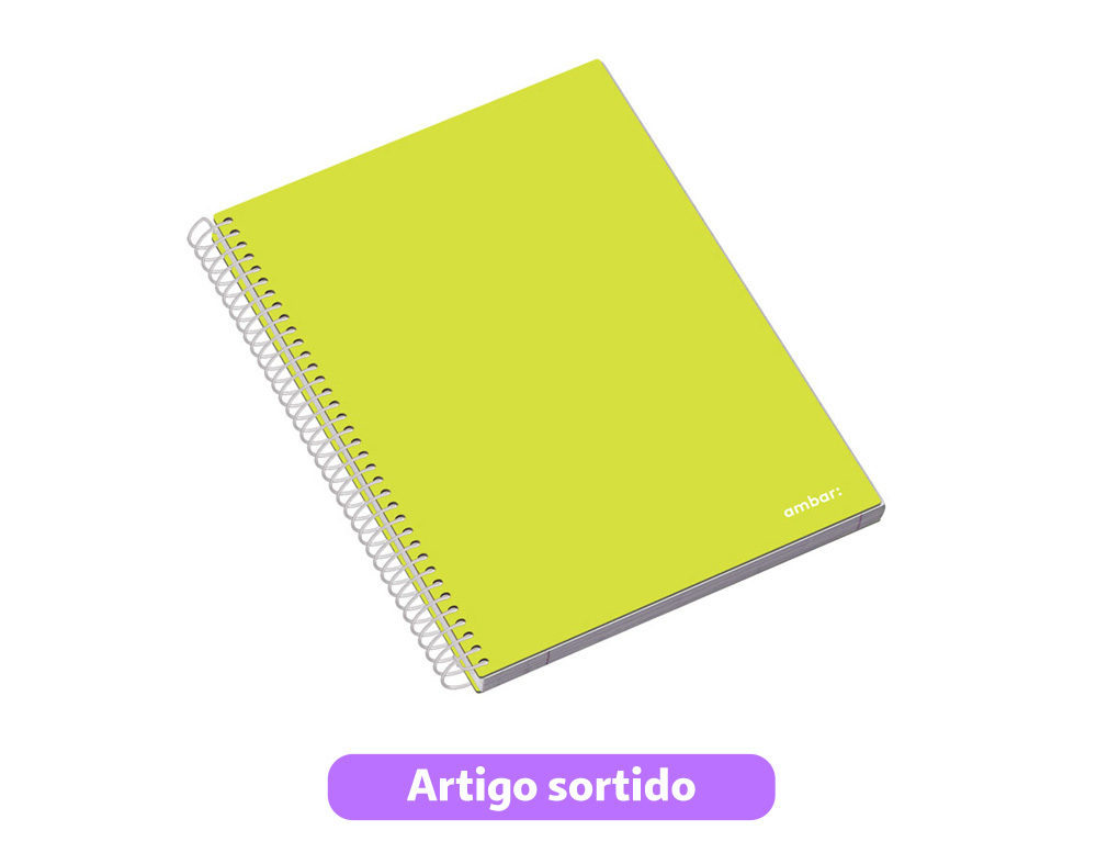 CADERNO ESPIRAL CAPA DURA A5 SCHOOL AMBAR QUADRICULADO 120 FOLHAS CORES SORTIDAS