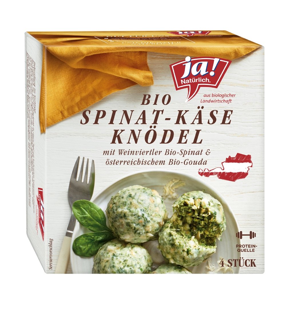 Ja! Natürlich Spinat-Käseknödel