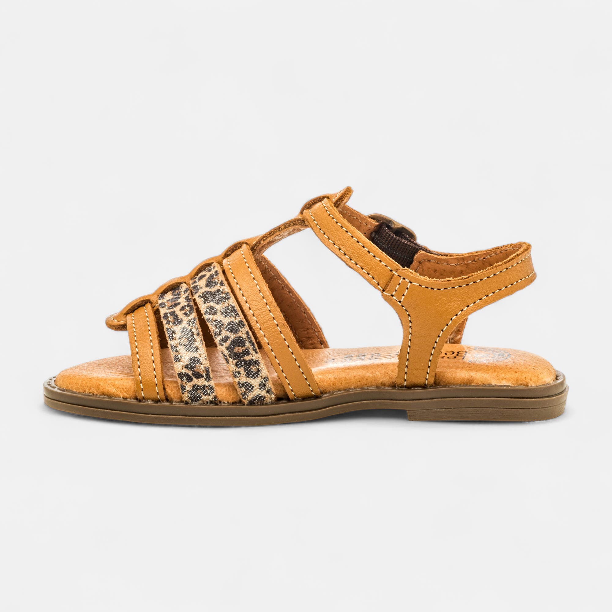 Nu-pieds Fille en cuir cognac