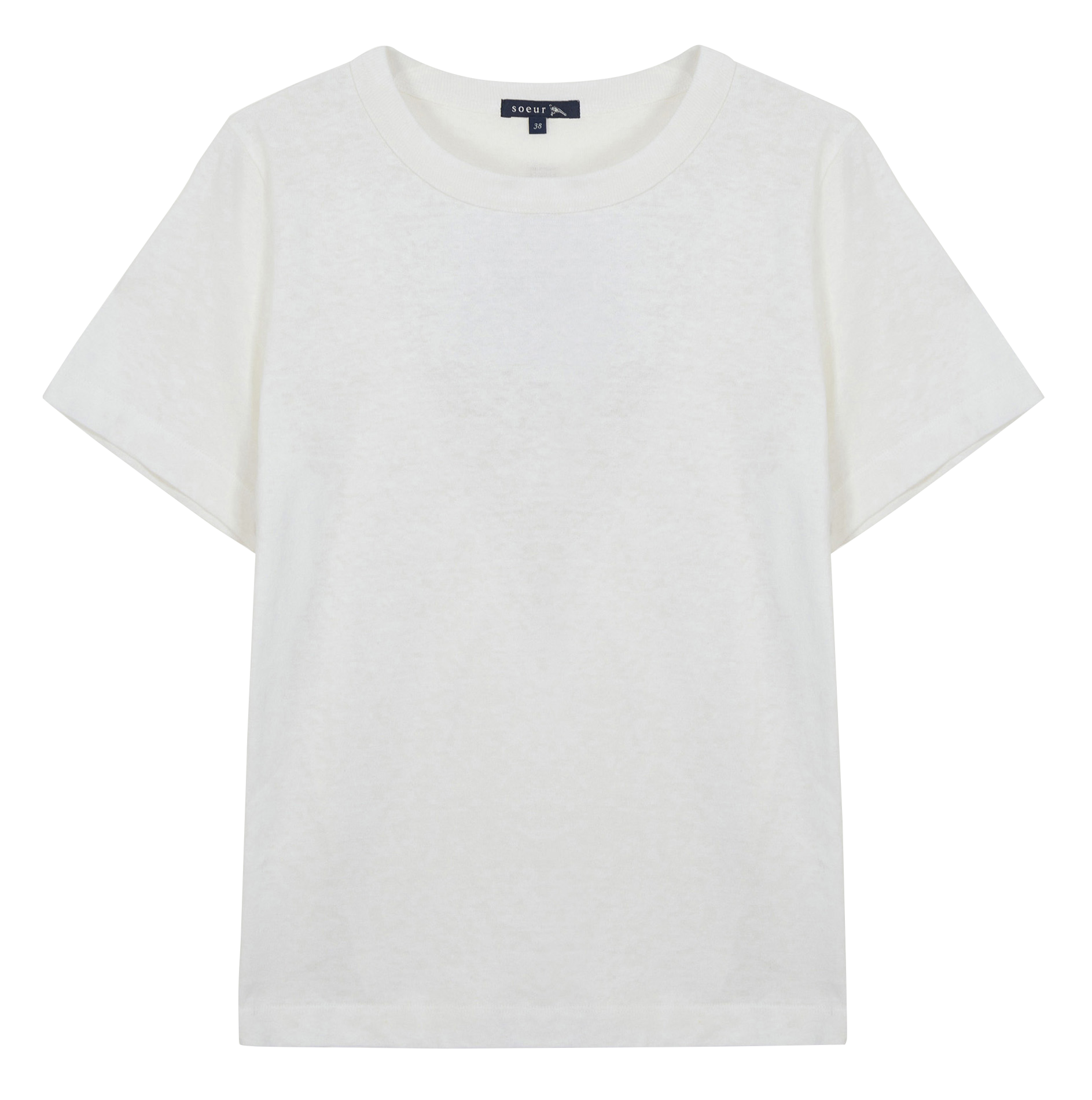 CYRIL - Tee-shirt col rond en coton mélangé | Blanc