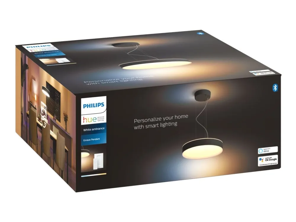 Philips Hue White ambiance Enrave - Vedhængslampe - LED - 33.5 W - klasse F - varmt til køligt hvidt lys - 2200-6500 K - sort