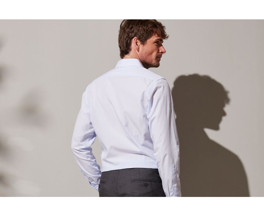 Chemise coton rayée bleu clair et blanc - MAXIMILIEN