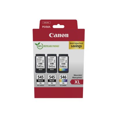 Canon PG-545XL/CL-546XL - Pack de 3 - noir x2, couleur (cyan, magenta, jaune) - cartouche d'encre originale