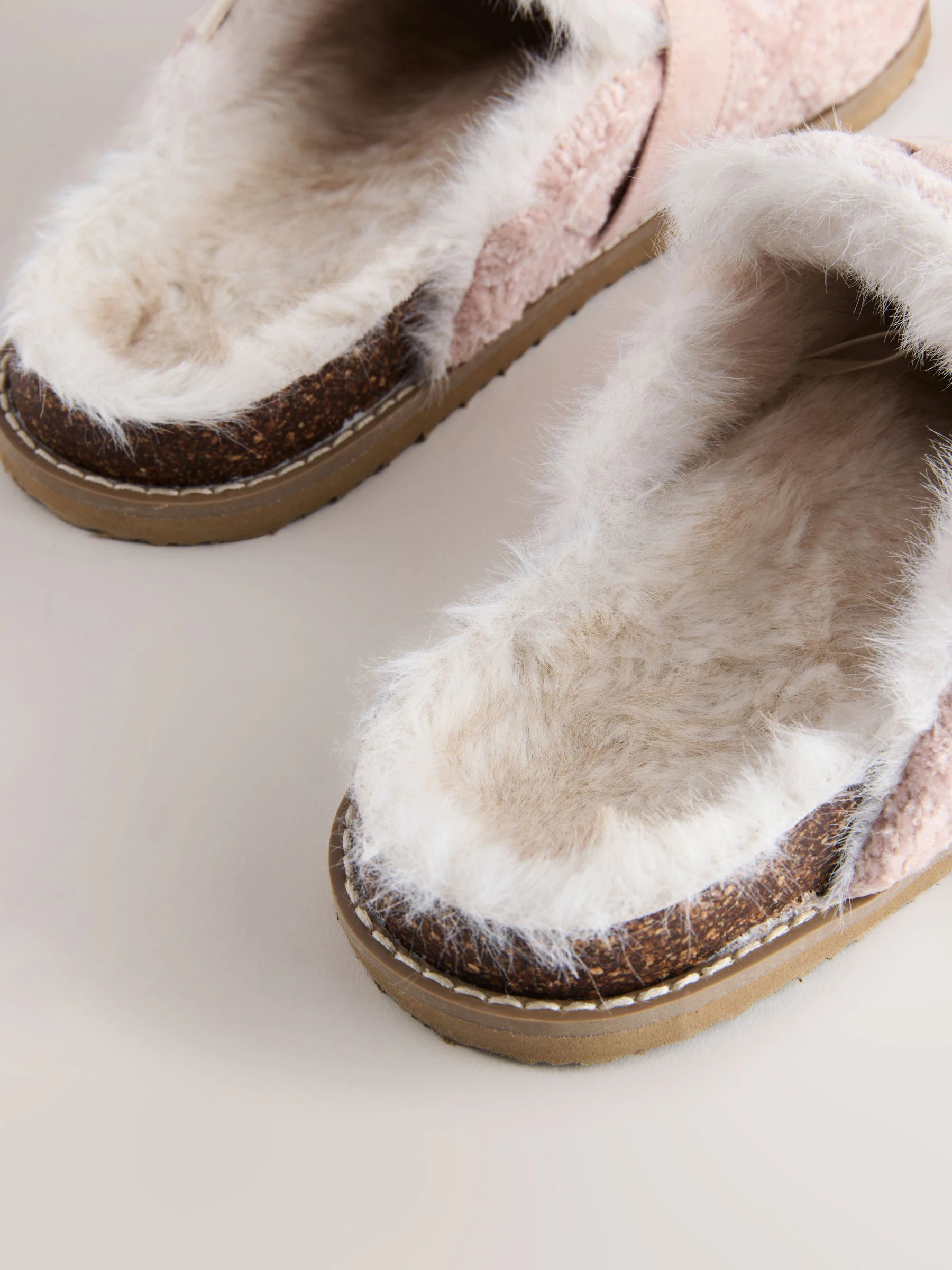 Roze - Faux Fur Footbed Buckle Slippers