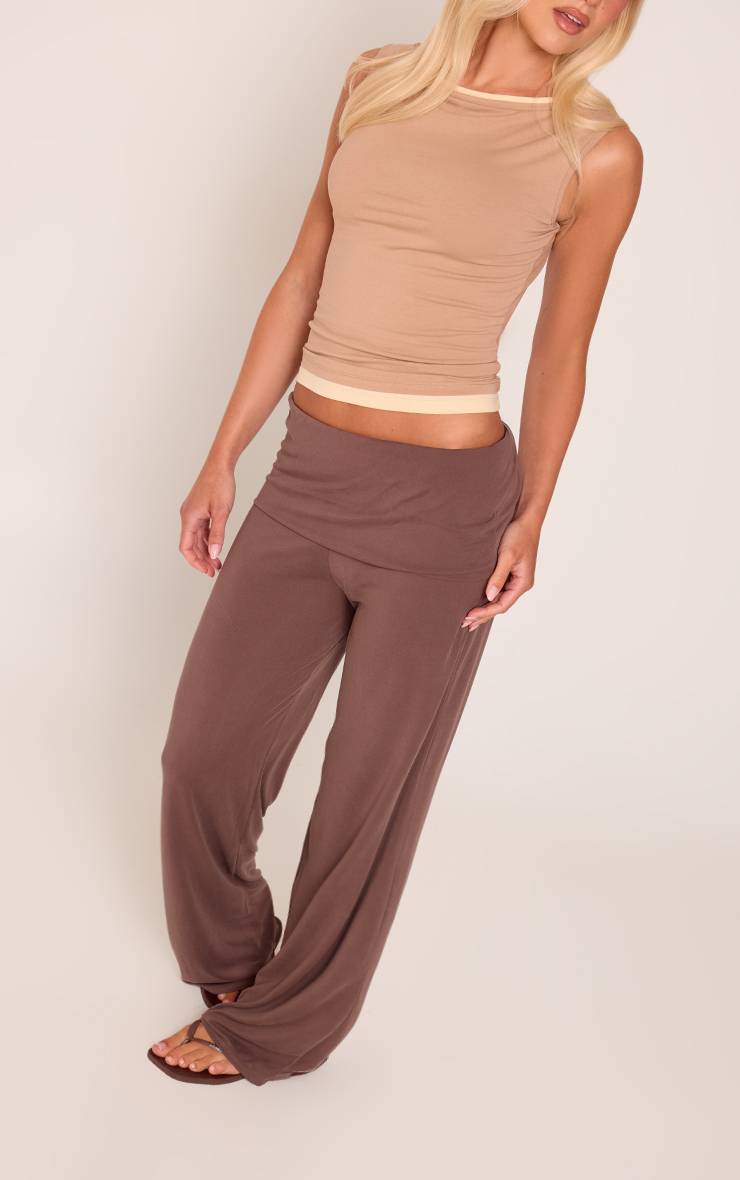 Noir Pantalon Fluide En Jersey Doux Muchroom Avec Taille Repliable
