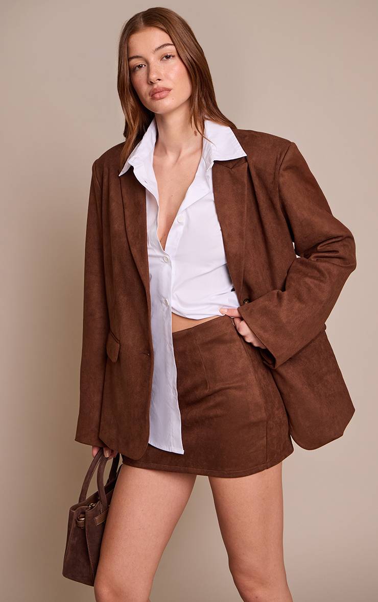 Chocolate Brown Jupe Mini Taille Mi-haute En Synthétique Coordonnée
