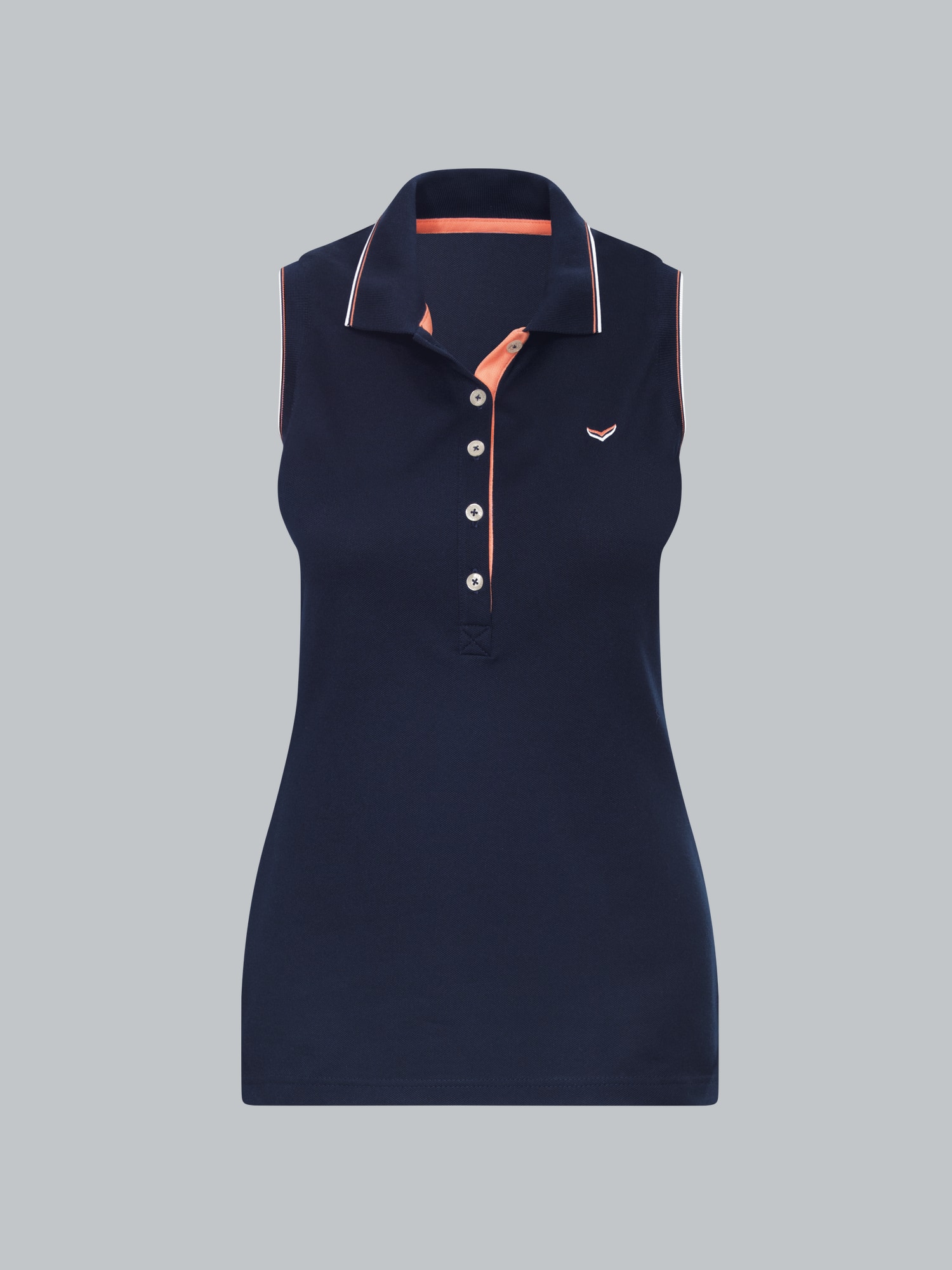 Ärmelloses Poloshirt mit kontrastfarbigen AkzentenNavy
