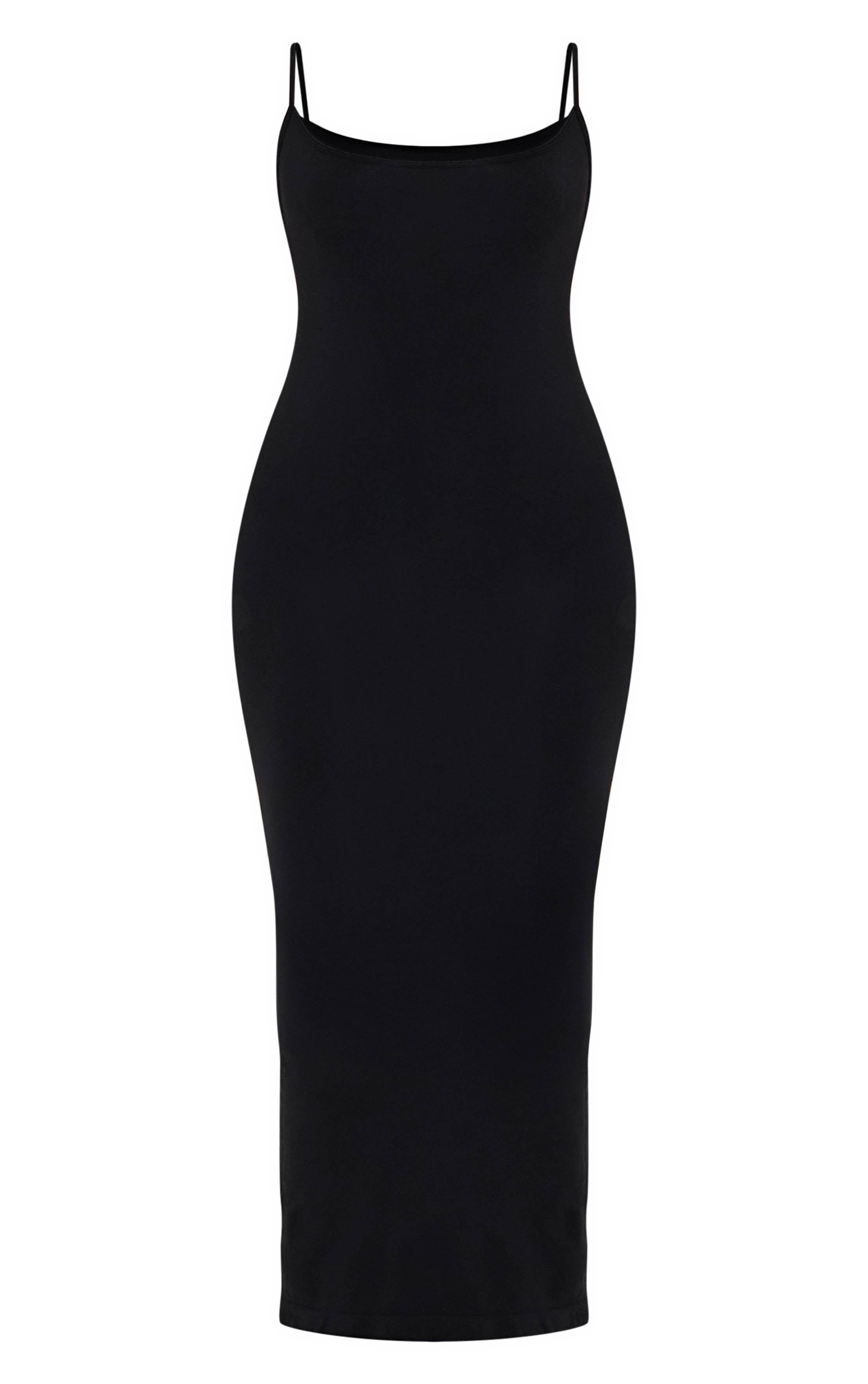 Noir Robe Longue Moulante Sans Coutures À Bretelles Extensible