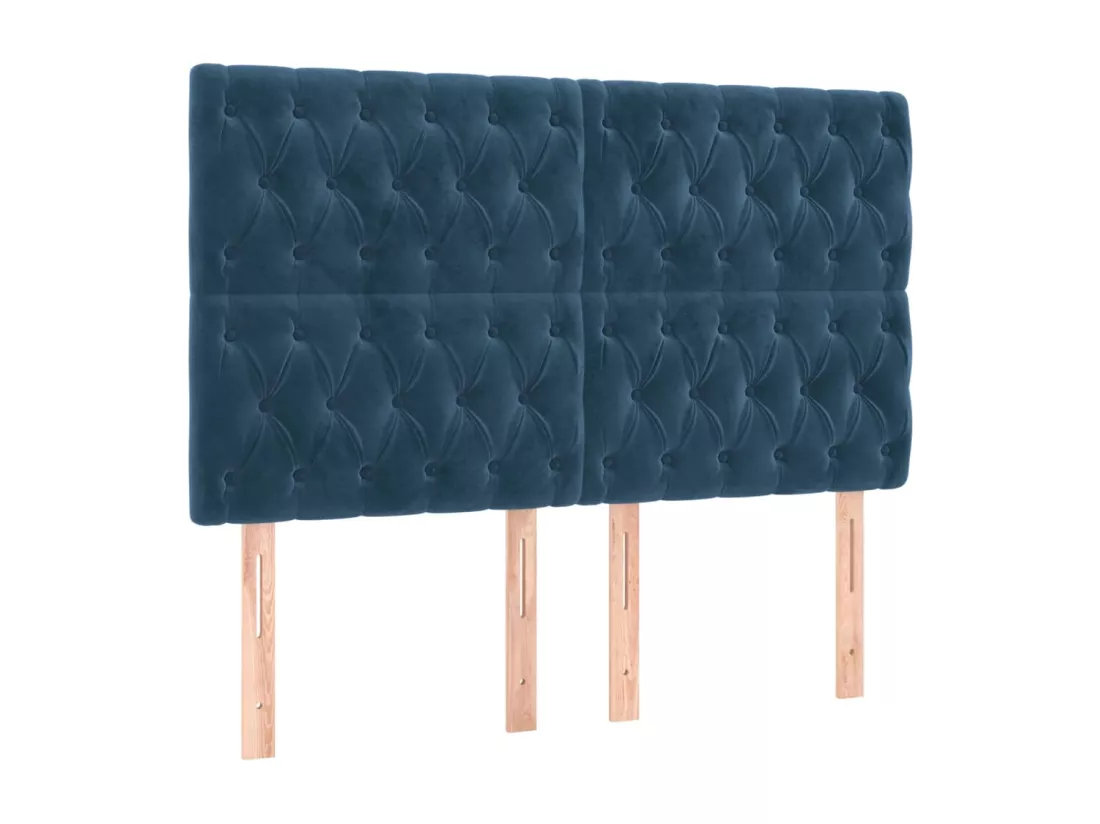 Sommier tapissier matelas et LED Bleu foncé 160x200 cm Velours