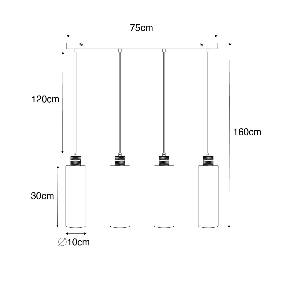 Moderne hanglamp zwart met smoke glas 4-lichts - Stavelot