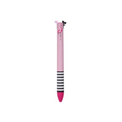Legami - Stylo à bille 2 couleurs - motif flamant rose