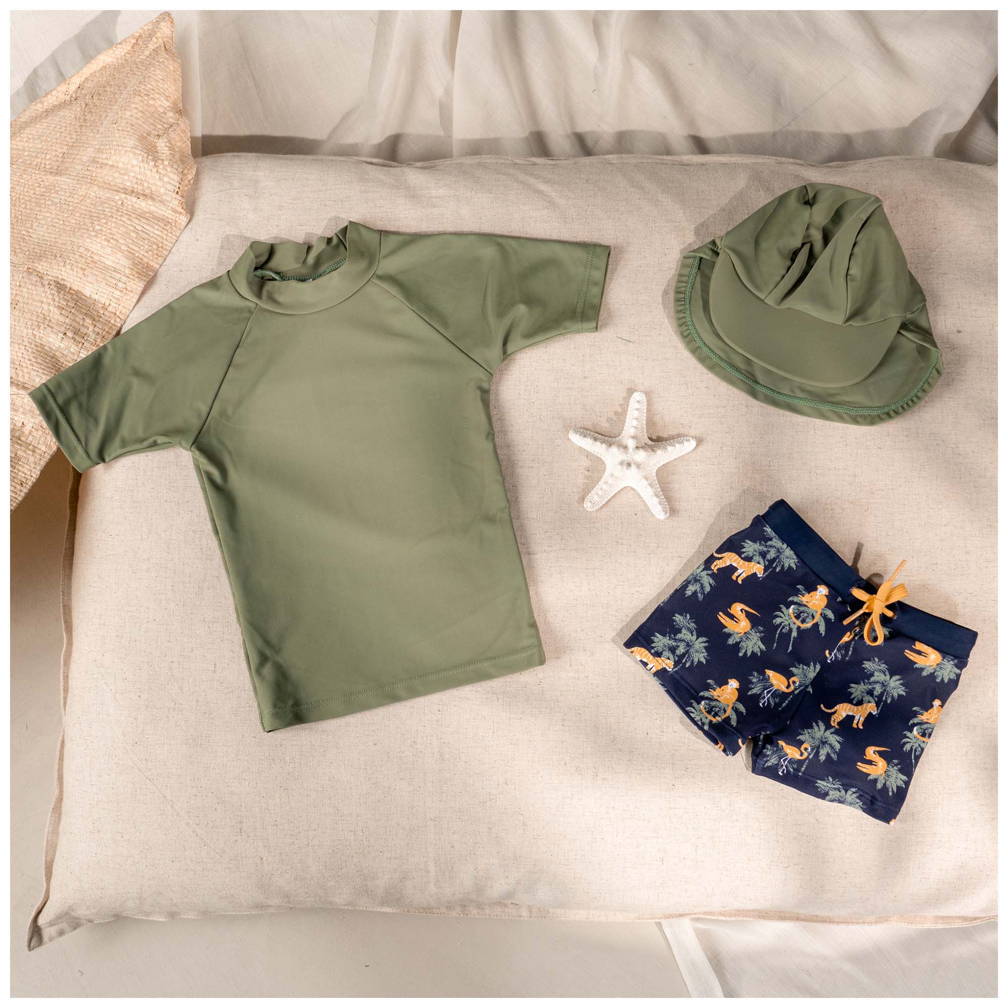 Prénatal UV zwem T-shirt korte mouwen effen groen