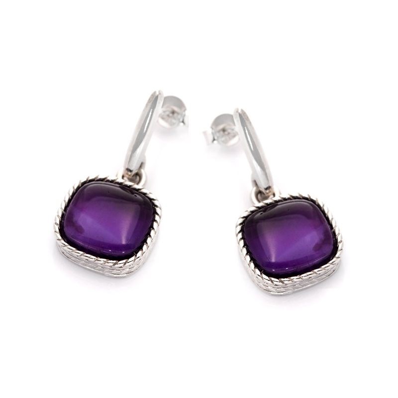 Boucles d'oreilles argent Amethyste naturelle