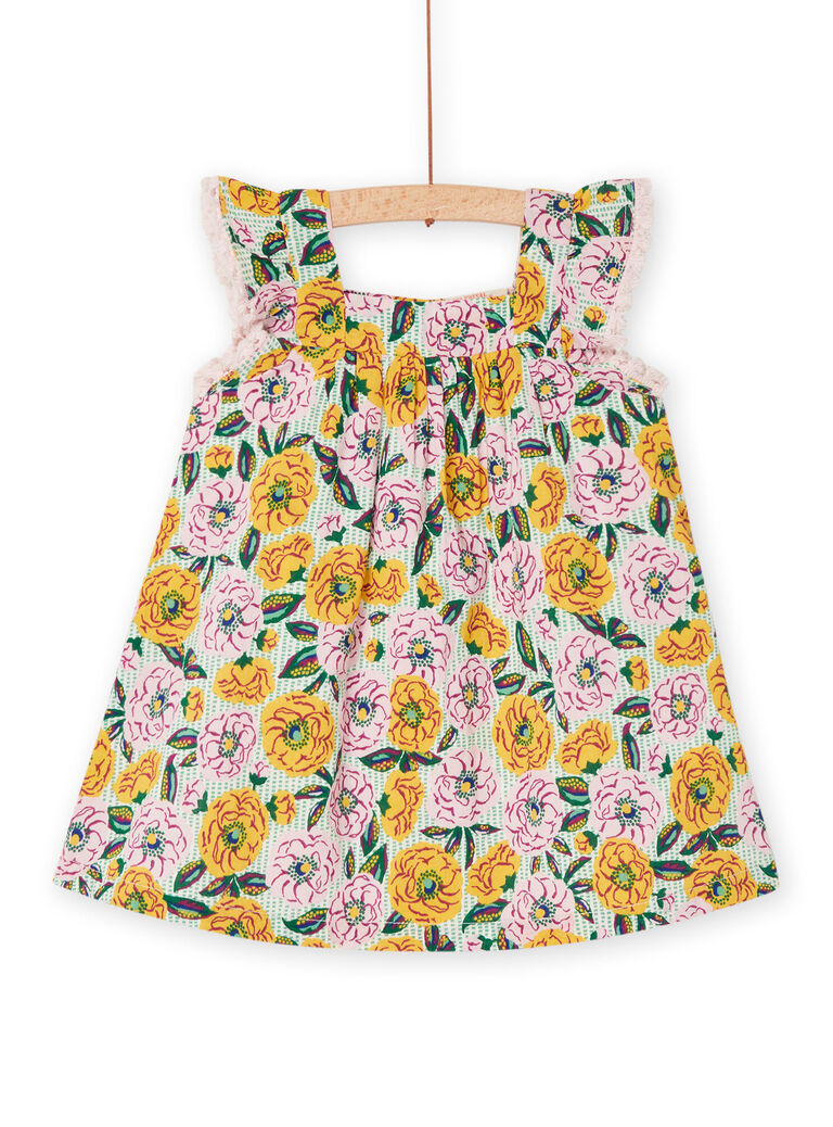 Robe violette et verte à imprimé fleuri