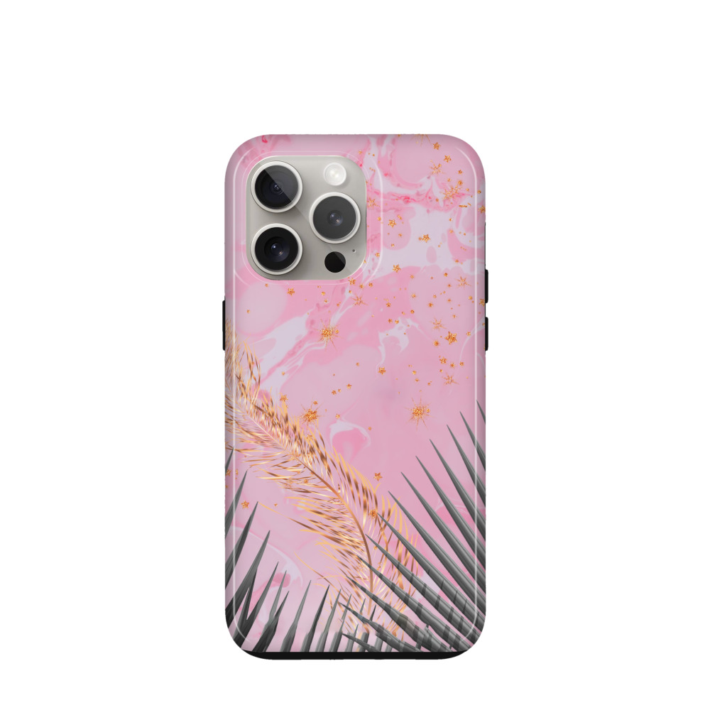 iPhone 15 Pro Max Hybrid (Kunststoff / Gummi) Hülle Tropenglanz - Rosa