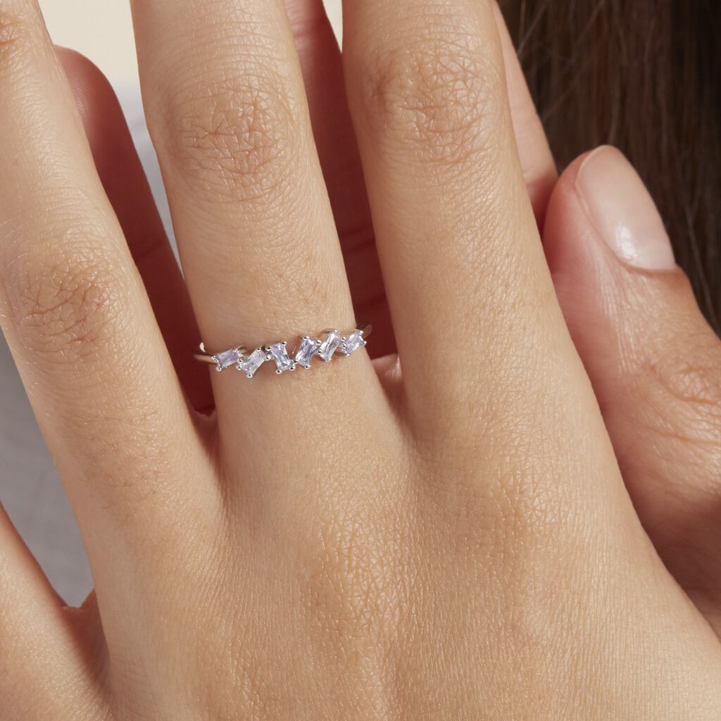 Bague Adonia Argent Blanc Oxyde De Zirconium Bleu