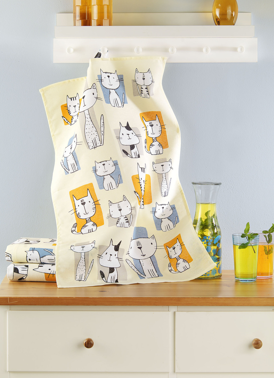 Geschirrtücher mit lustigem Katzenmotiv, 3er-Set