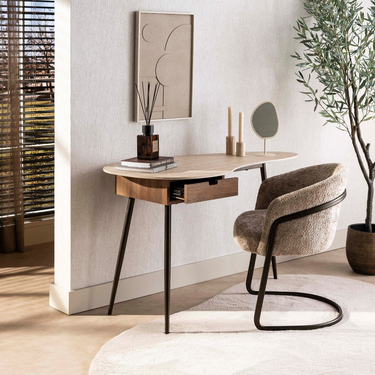 Fraaai - Bruno kaptafel 1 lade keramiek - beige|bruin