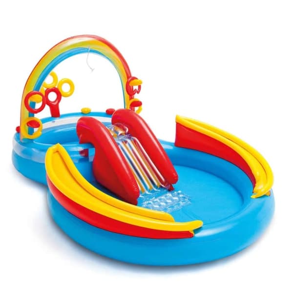 INTEX Oppblåsbart basseng Rainbow Ring Play Center 297x193x135 57453NP