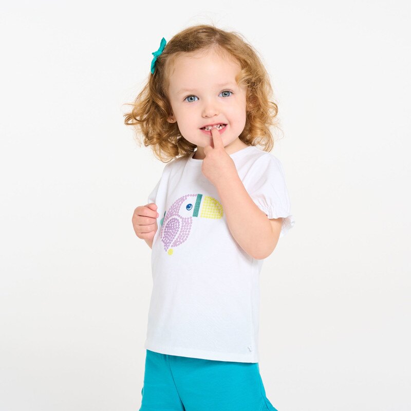 T-shirt sequins toucan blanc bébé fille Mauve Violet