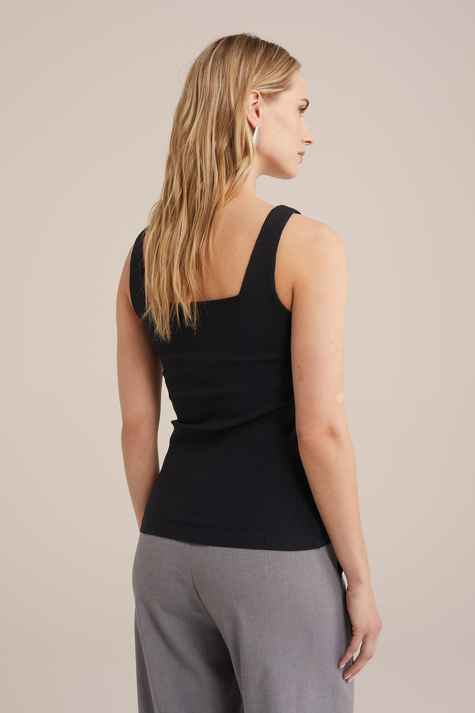 singlet van ribstof WE Fashion Zwart
