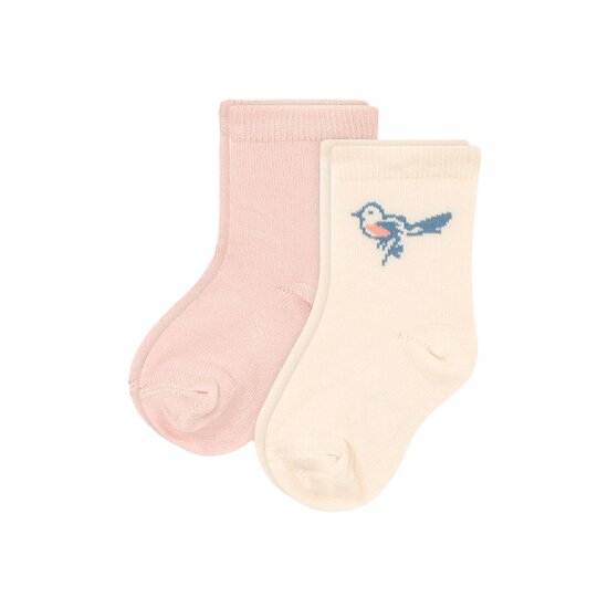 Lot de 2 paires de chaussettes oiseau   Beige/Rose        23/36   de               Petit Bateau