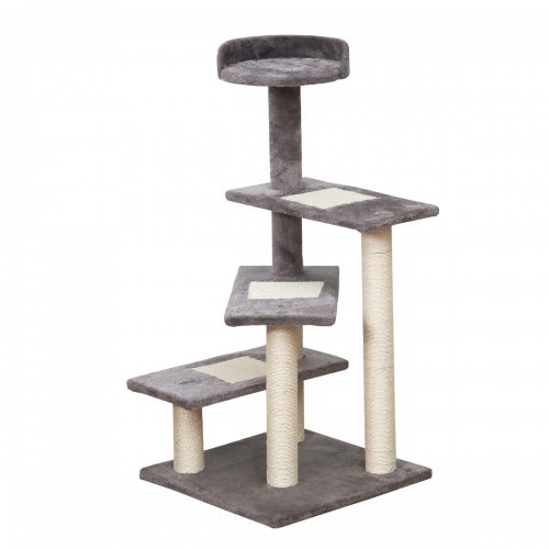 Arranhador Pawhut com 3 plataformas, bege e cinza, para gatos.