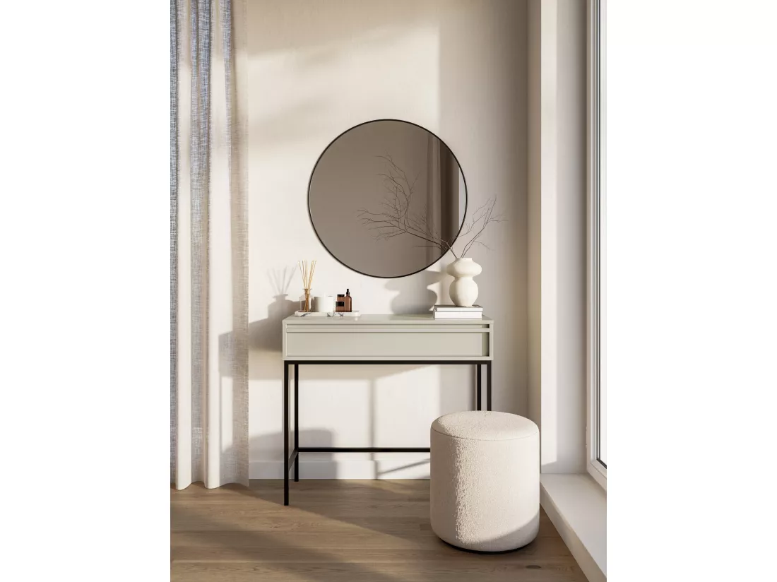Table console - 90 cm - avec tiroir et cadre - grège - EVO