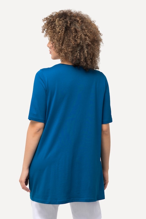 T-Shirt, Zierfalten, A-Linie, Rundhals, Halbarm, Modal