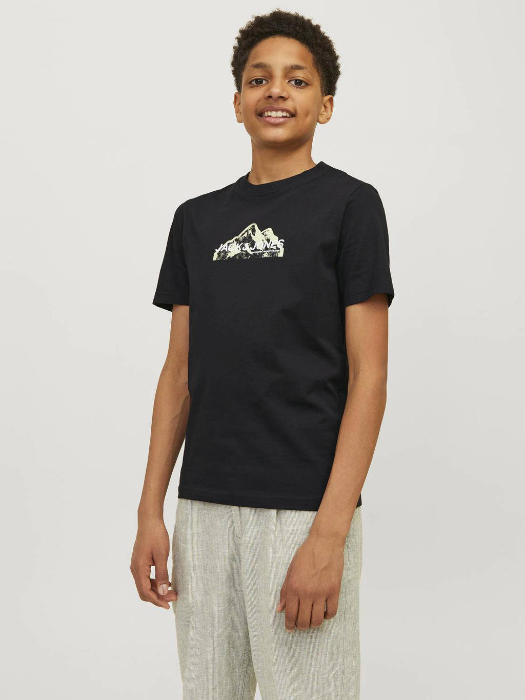JACK & JONES T-shirt JCOMOUNTAIN met printopdruk zwart